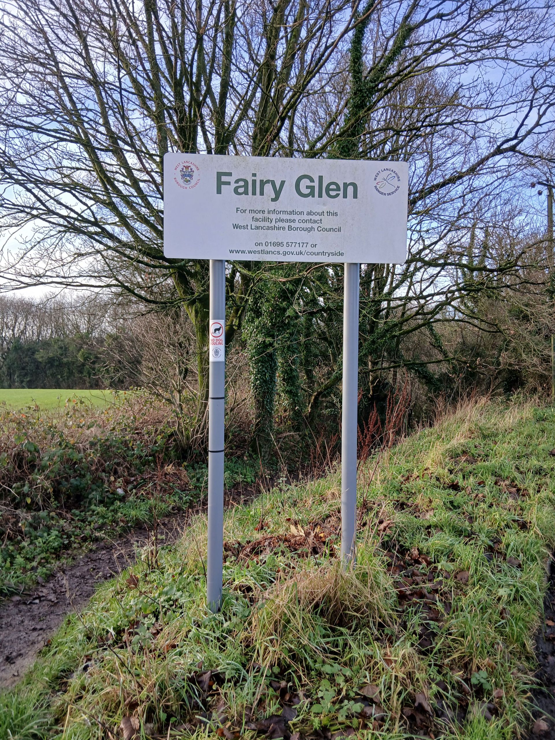 Fairy Glen sign passed on walk